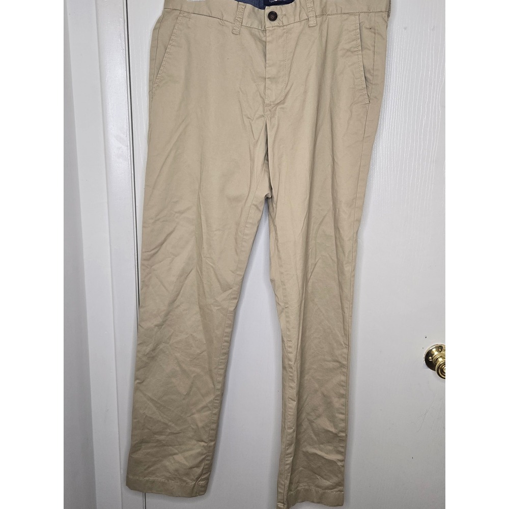 Tommy Hilfiger Mens Tapered Fit Chino Pants Khaki Tan Cotton Stretch Trousers